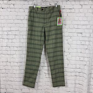 Houston White Plaid Tailored Dress Pants Mens 33 Green Straight Leg Trousers NWT